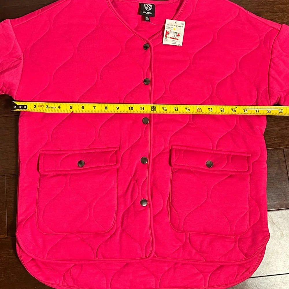 NWT Bobeau Quilted Button Front Cardigan Jacket Fuchsia Pink Women’s XS